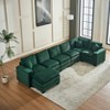 TiramisuBest Modern U-Shaped 6-Seat Sectional Sofa with Ottoman & 3 Toss Pillows, Modular Corduroy Sofa for Living Room, Orange - 2 of 4