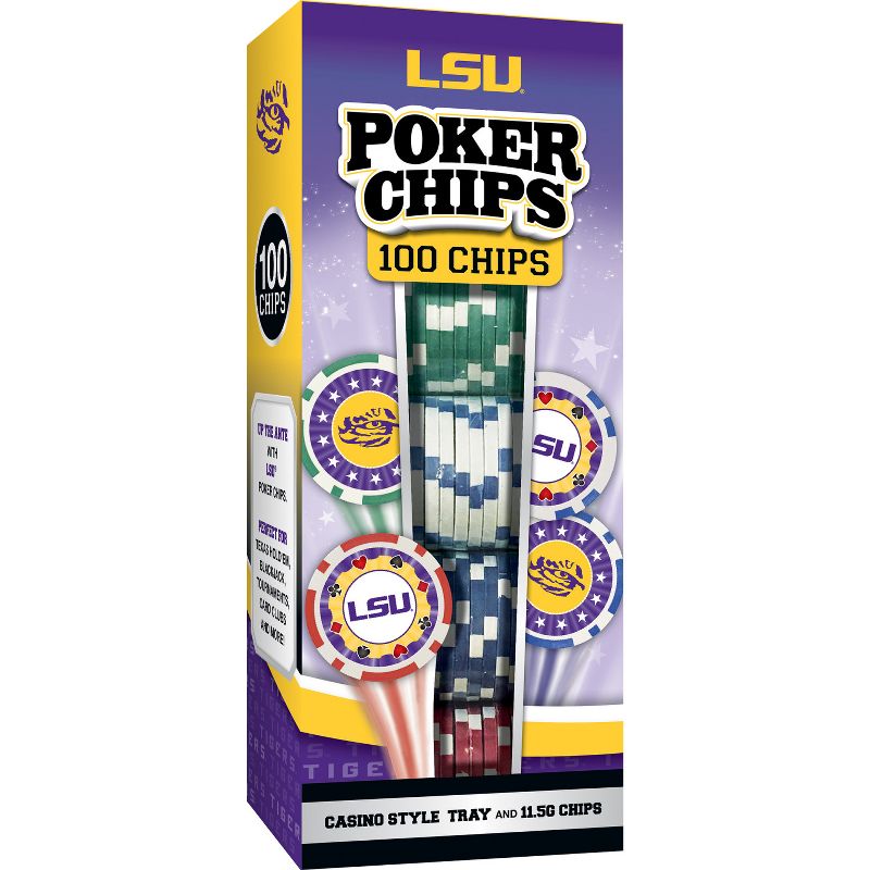 MasterPieces Casino Style 100 Piece Poker Chip Set - NCAA LSU Tigers, 2 of 8