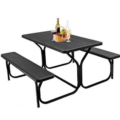 Eco-Friendly HDPE Black Picnic Table Set for 4