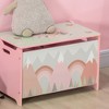 Whisen Toy Box with Lid, Toy Chest Storage Organizer for Bedroom with Safety Hinge, Cute Animal Design - Pink - 2 of 4