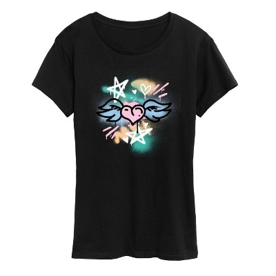 Women's - Instant Message - Spray Paint Heart Short Sleeve Graphic T-Shirt