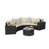 7-Piece Outdoor Patio Half-Moon Sectional Sofa Set with Tempered Glass Coffee Table - 2 of 4