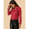 Allegra K Women's Zip Up Faux Suede Biker Moto Jacket - image 4 of 4