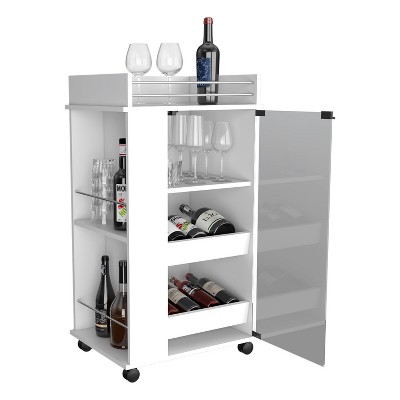 NicBex Rolling Kitchen Island Cart with 2-Side Shelves and 1 Glass Door Cabinet,Kitchen Island on Wheels with Storage,Island Table for Kitchen