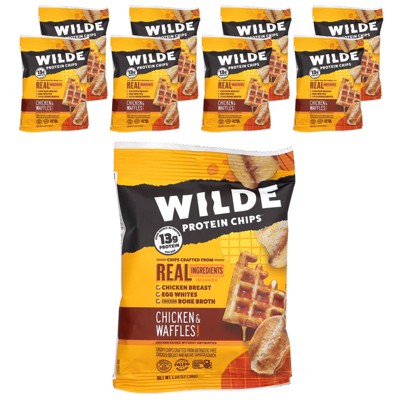 Wilde Brands Protein Chips, Chicken & Waffles, 8 Bags, 1.34 oz (38 g) Each