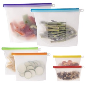 WeeSprout 100% Silicone Reusable Food Storage Bags - Set of 6 (Two 6 Cup, Two 4 Cup, and Two 2 Cup) - 1 of 4