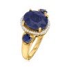 Ross-Simons 4.70 ct. t.w. Sapphire 3-Stone Ring With .14 ct. t.w. Diamonds in 18kt Gold Over Sterling - 3 of 4