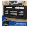 Farmhouse TV Stand for 70 Inch TV, LED Entertainment Center with Adjustable Shelves  & Glass Doors, TV Media Console Table for Living Room - 4 of 4