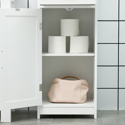 White Tall Bathroom Storage Cabinet with Adjustable Shelves