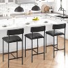 Bar Stools Set of 2, 25.5" Counter Height Bar Chairs with Back and Footrest, Upholstered Kitchen Island Stools for Dining Room or Home Bar, Black - 4 of 4