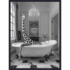 Amanti Art Giraffe Glam Soak by Niky Rahner Framed Canvas Wall Art - 1 of 4