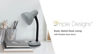 14.25" Black Adjustable Metal Desk Lamp with LED Bulb