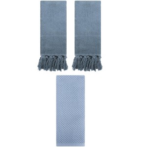 REGALWOVEN 3 Packs Cotton Soft Absorbent Tassels and Waffle Decorative Hand Towel - 1 of 4