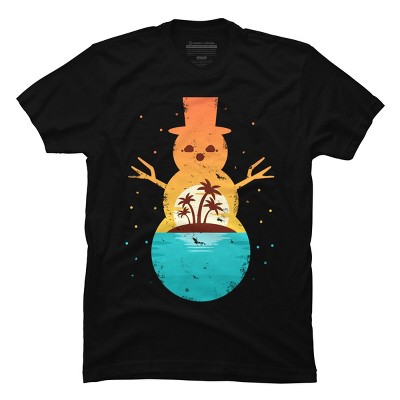 Men's Design By Humans Christmas in July Snowman Sunset By destiny29 T-Shirt