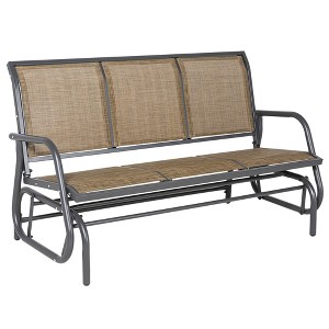 Outsunny Patio Glider Bench, Outdoor Porch Glider Swing with 3 Seats, Breathable Mesh Fabric, Metal Frame - 1 of 4