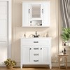 ORRD 36" Bathroom Mirror Cabinet with 3 Doors, Wall Mounted Medicine Cabinet with Adjustable Shelves & Open Storage, Modern LED Ready，White - 3 of 4