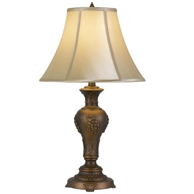Cavan Antique Brass 26" Table Lamp with Faux Silk Shade