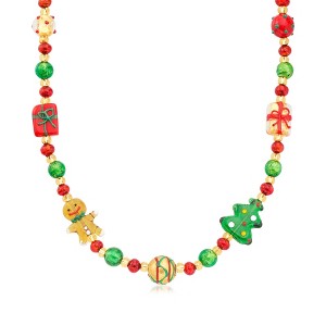 Ross-Simons Italian Multicolored Murano Glass Holiday Bead Necklace in 18kt Gold Over Sterling - 1 of 4