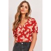 Slickblue Women's Butterfly Print, Smocked Back Waist, Crop Top, V-Neck Style, Chili Pepper, S - 4 of 4