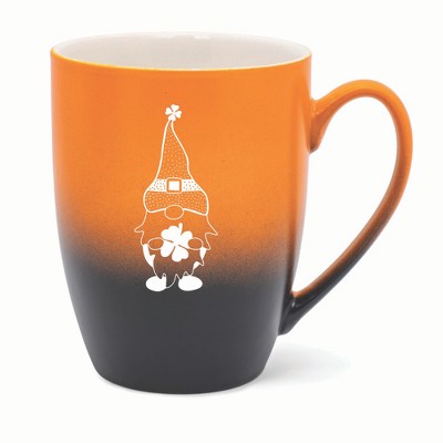 Elanze Designs Gnome With Dot Pattern On Hat Two Toned Ombre Matte 10 ounce New Bone China Coffee Tea Cup Mug, Orange and Black