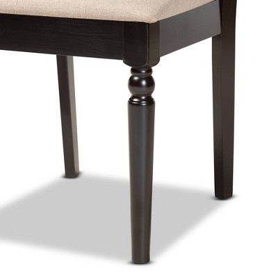 Ramiro Sand Upholstered & Dark Brown Wood Dining Chair Set