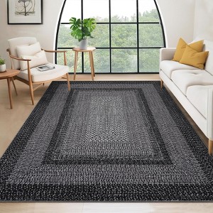 Machine Washable Rug, Non-Slip Non-Shedding Area Rugs for Living Room, Farmhouse Printed Braided Bordered Carpet - 1 of 4