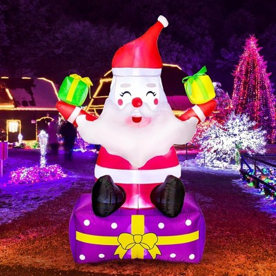 Garvee 6FT Inflatables Christmas Yard Decorations with LED Lights , Blow Up Santa with Gift Boxes