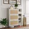 ALEXOUN Shoe Rack Cabinet with 3 Rattan Flip Drawers & 3 Shelves Entryway Organizer for Hallway,Entryway,Small Spaces - 4 of 4