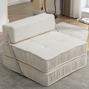 LOVMOR Folding Sofa Bed, Convertible Sleeper Chair Bed with Back Support, Single Portable Foldable Mattress Floor Couch for Living Room Bedroom, White - 1 of 4