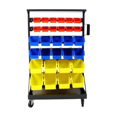 Dolonm 6-Tier Rolling Storage Rack w/60 Color Bins, 350LB Capacity, Dual-Sided Organizer for Garage/Office, Locking Wheels, Industrial Metal Frame