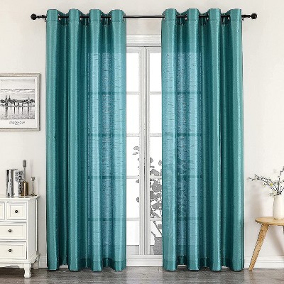 GoodGram 2 Piece Sheer Voile Faux Silk Spring & Summer 84 in. L Grommet Top Curtain Panels