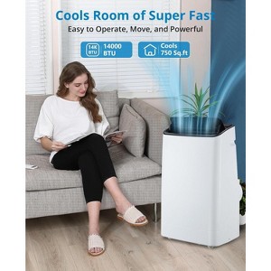 14,000 BTU Portable AC - 4-in-1 Cooling for 750 Sq.Ft, Quiet with Remote & Window Ki - 1 of 4