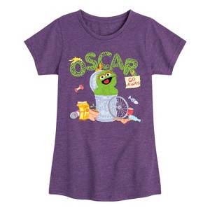 Girls' - Sesame Street - Oscar Fitted Short Sleeve Graphic T-Shirt - 1 of 4