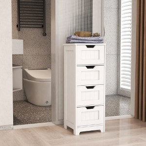 White Freestanding Storage Cabinet with 4 Drawers - 1 of 4