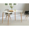 Mid-Century Modern Rectangular 4 Ft. Dining Table with White Plastic Tabletop and Solid Beech Wood Legs - 2 of 4