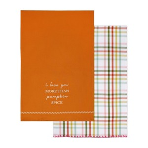 2pk Harvest Slogan Printed and Plaid Dish Towel - Bullseye's Playground™ - 1 of 3