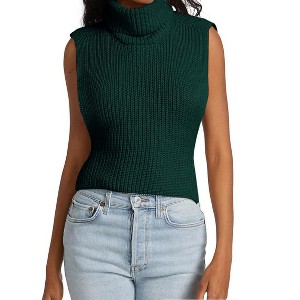 Women's Mock Turtle Neck Sweater Vest Sleeveless Knit Pullover Tank Tops Casual Trendy Slim Fitted Tops - 1 of 4
