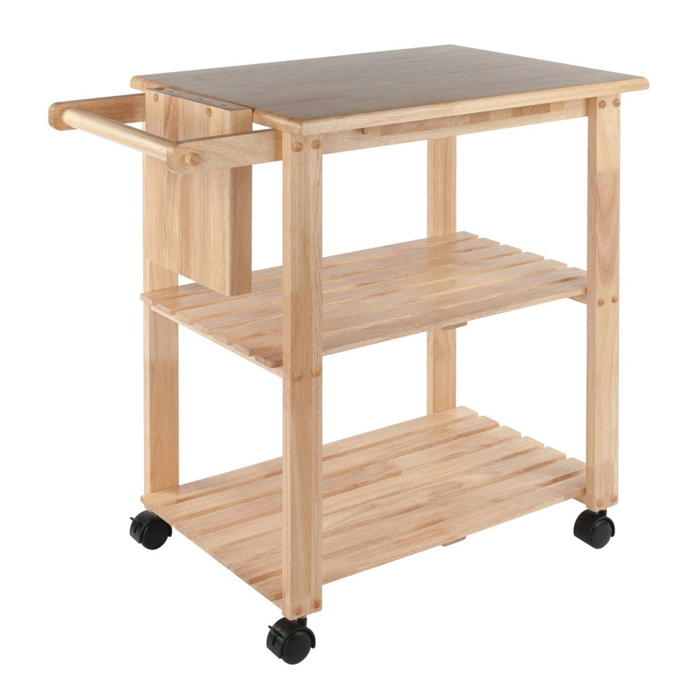Utility Cart with Cutting Board Wood/Natural - Winsome: Farmhouse Style, Hardwood Frame, 2 Shelves