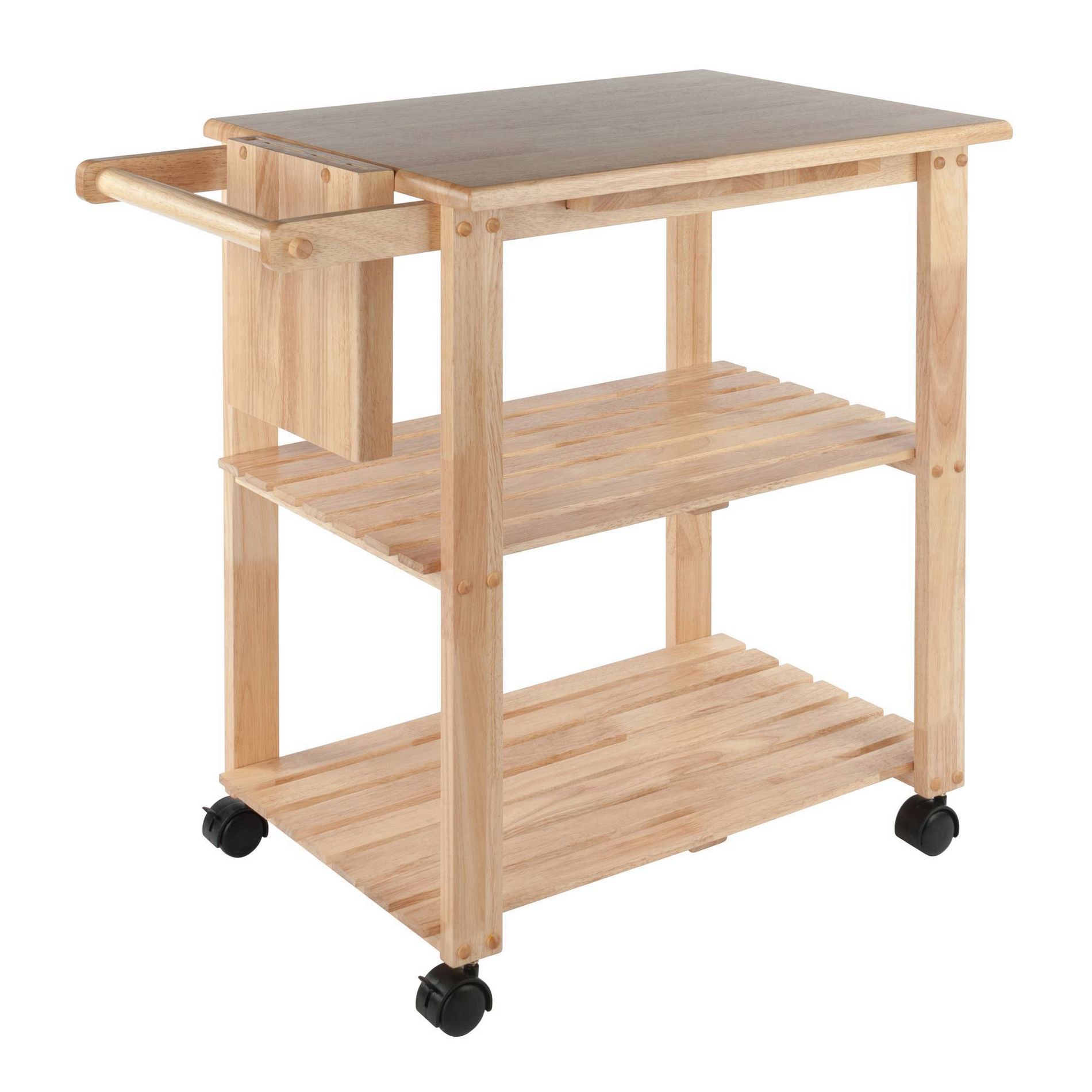 Utility Cart with Cutting Board Wood/Natural - Winsome: Farmhouse Style, Hardwood Frame, 2 Shelves