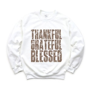 Thankful Grateful Blessed Block Distressed - Women's Graphic Sweatshirt - 1 of 4