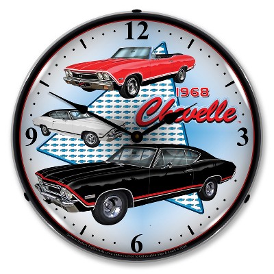 Collectable Sign & Clock | 1968 Chevelle LED Wall Clock Retro/Vintage, Lighted