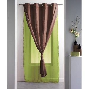 Evideco French Home Goods Double Layer Window Curtain Drape, Elegant Two-Tone Sheer Curtain - Ideal for Living Room, Bedroom Décor, 95x55 Inches - 1 of 4