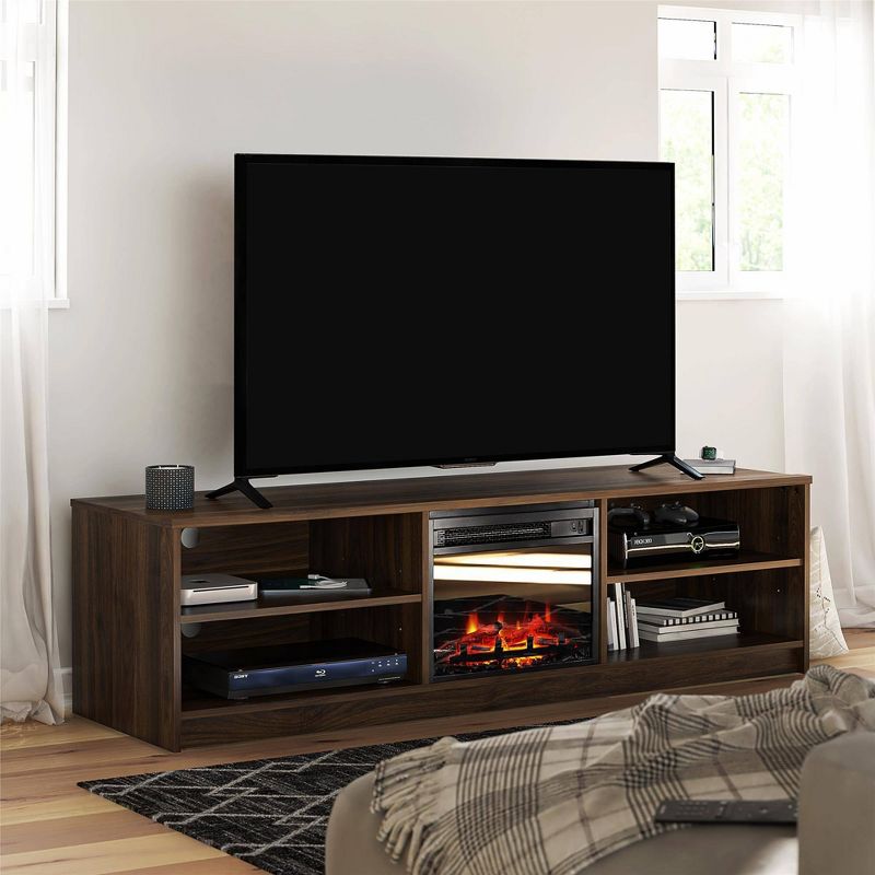 Newton Electric Fireplace Insert with 4 Shelves TV Stand for TVs up to 75" - Room & Joy, 3 of 10