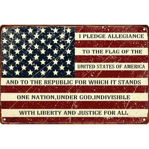 Retro Metal Sign Vintage Tin Sign I Pledge Allegiance to The Flag of The United States of America Sign - 1 of 4