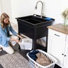 Utility Sink Heavy Duty Freestanding Utility Tub Sink with Drain Plug, Adjustable Floor Levelers & 5 Step Installation Process, 30 x 24 Inches, Black - 4 of 4
