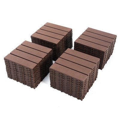 Dolonm 44PCS 12"x12" Plastic Interlocking Deck Tiles - Waterproof Outdoor Flooring for Patio, Pool & Balcony