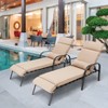 2pc Outdoor Adjustable Chaise Lounge Chairs with Cushions - Tan - Crestlive Products: Steel Frame, UV & Fade-Resistant - 2 of 4