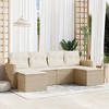 vidaXL 6 Piece Patio Sofa Set with Cushions Beige Poly Rattan - Without Table - 2 of 4