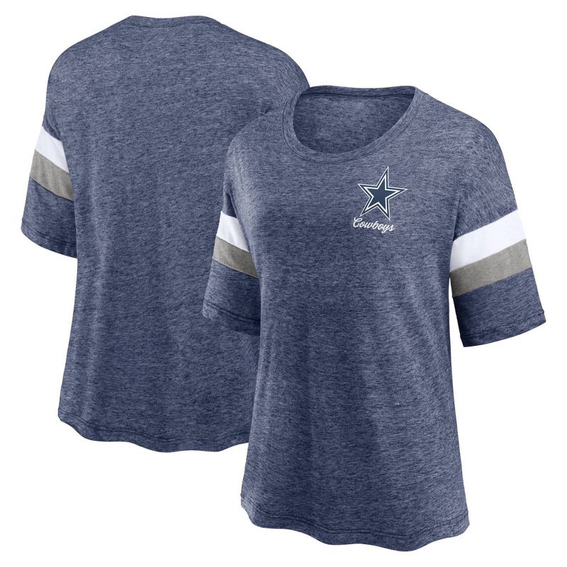NFL Dallas Cowboys Women&#39;s Marled left Chest Weak Side Blitz T-Shirt, 1 of 4