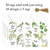 Wrapables Thank You Gift Tags/Kraft Paper Hang Tags for Weddings, Bridal Showers, Baby Showers (50pcs), Green Nature - 3 of 4